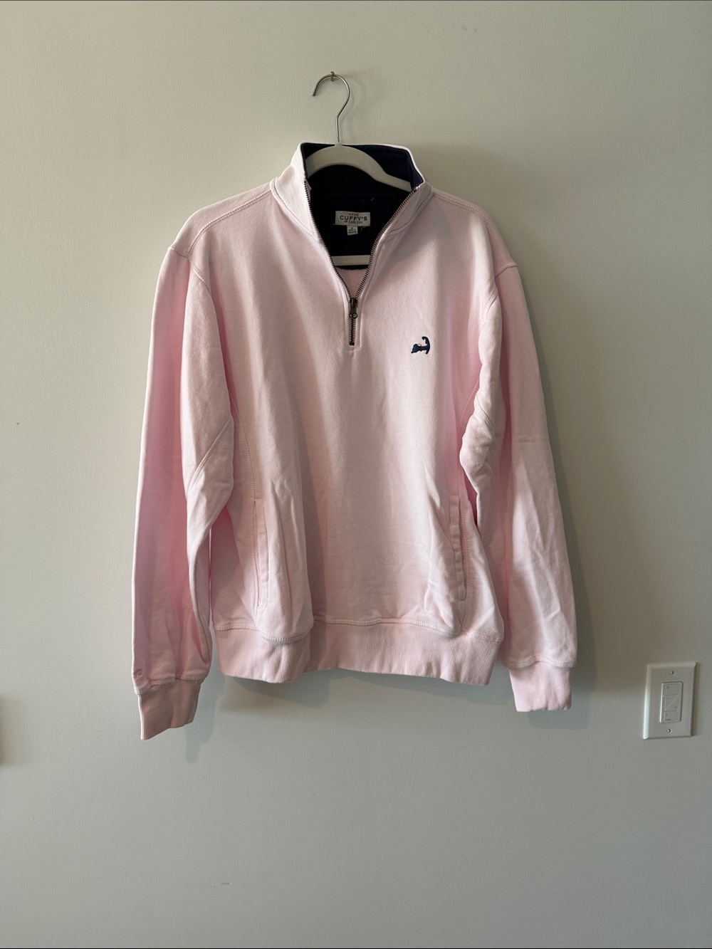 Cape Cod Light Pink Quarter-Zip Pullover with Contrast Trim
